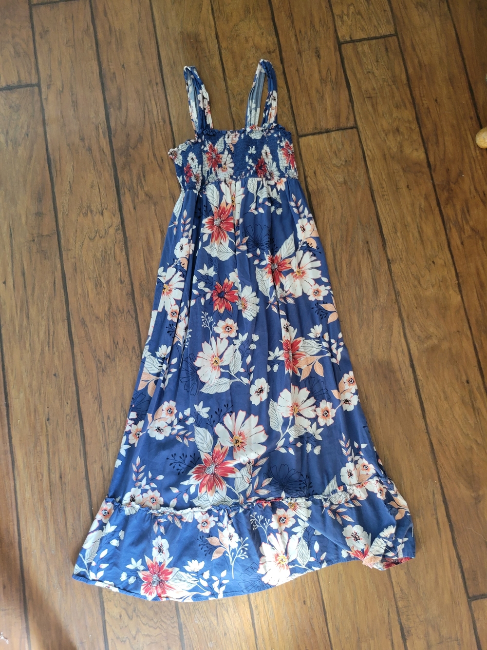 Maternity Blue Floral Maxi Dress - Smocked Bodice